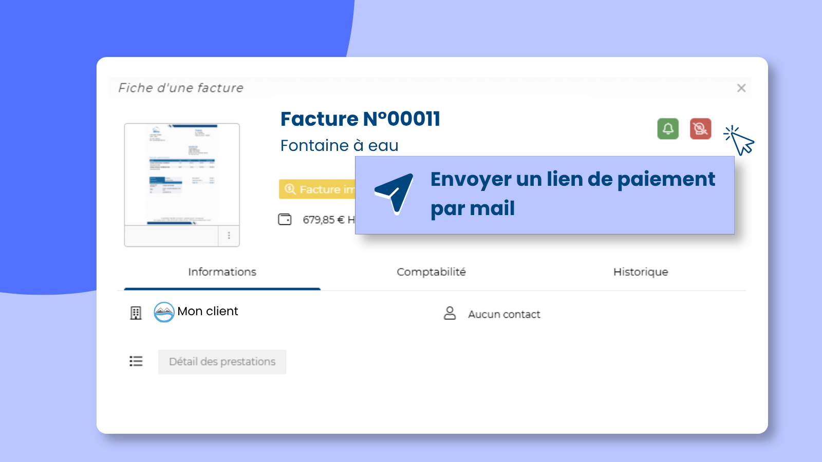 lien de paiement CB facture